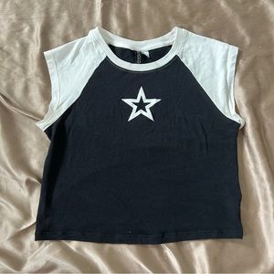 Black & White Skater Star Crop Top